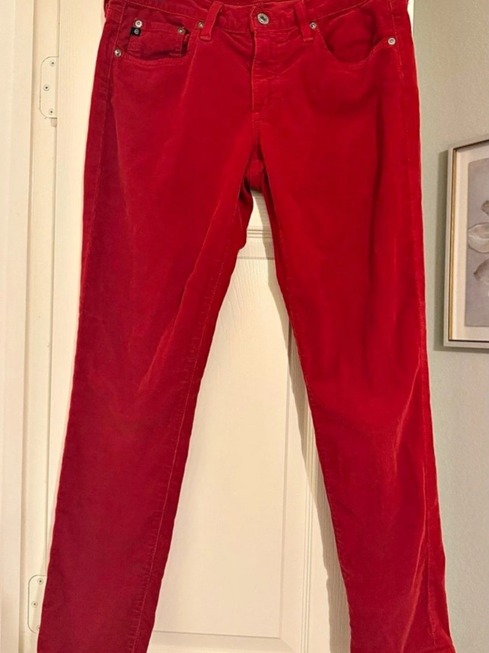 Adriano Goldschmied Stevie Ankle Slim Straight Leg Red Corduroy Straight Leg